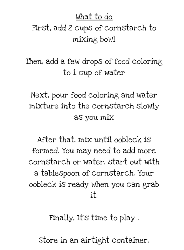 A page of instructions for mixing food coloring.